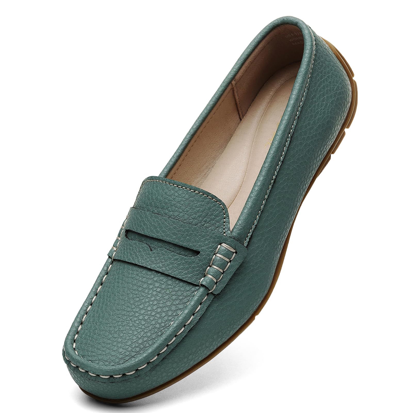 KORDAL Womens Comfortable Lightweight Leather Penny Loafers Slip-Ons Cute Business Casual Dress Shoes Work Office Flats Everyday Walking