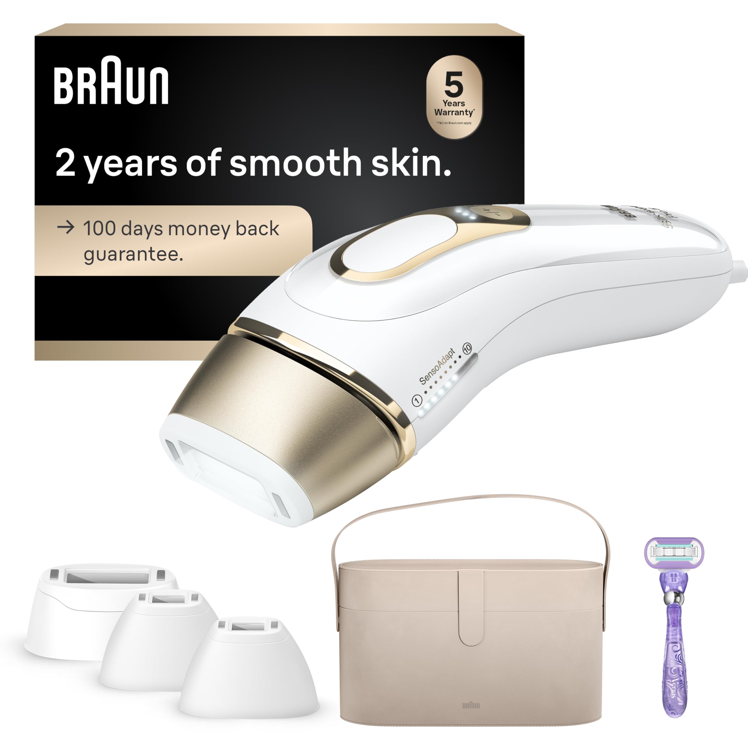 Braun IPL Long-lasting Hair Removal System for Women and Men, NEW Silk Expert Pro 5 PL5347, Head-to-toe Usage, for Body & Face, Alternative to Salon Laser Hair Removal, With 3 Extra Caps