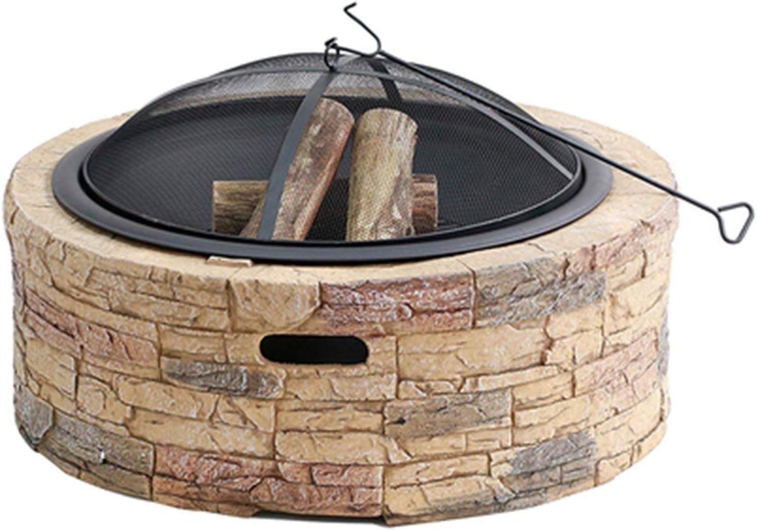Outdoor Fire Pit Imitation Stone BBQ Grill Backyard Patio Garden Fireplace for Camping, Outdoor Heating, Campfire and Picnic