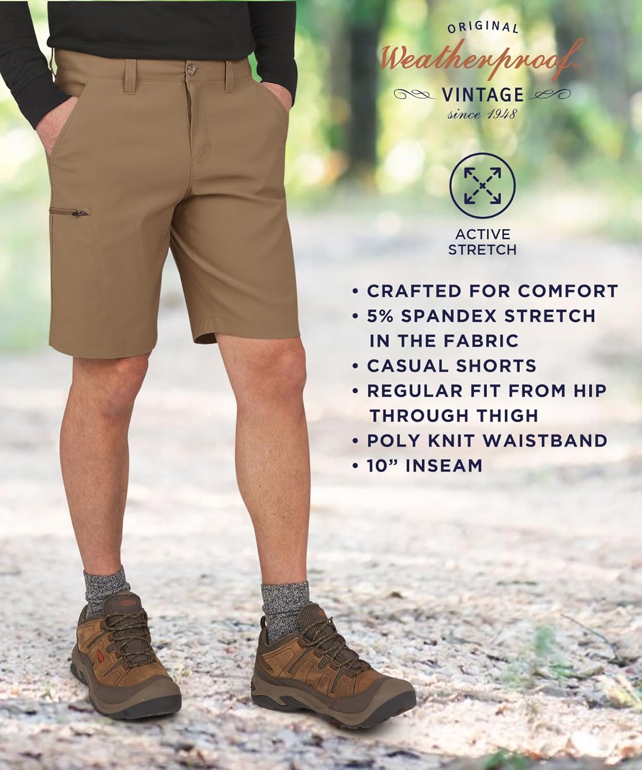 Weatherproof Vintage Mens Casual Shorts, Quick Dry Lightweight Stretch Hiking Shorts with Zipper Pockets - Image 5