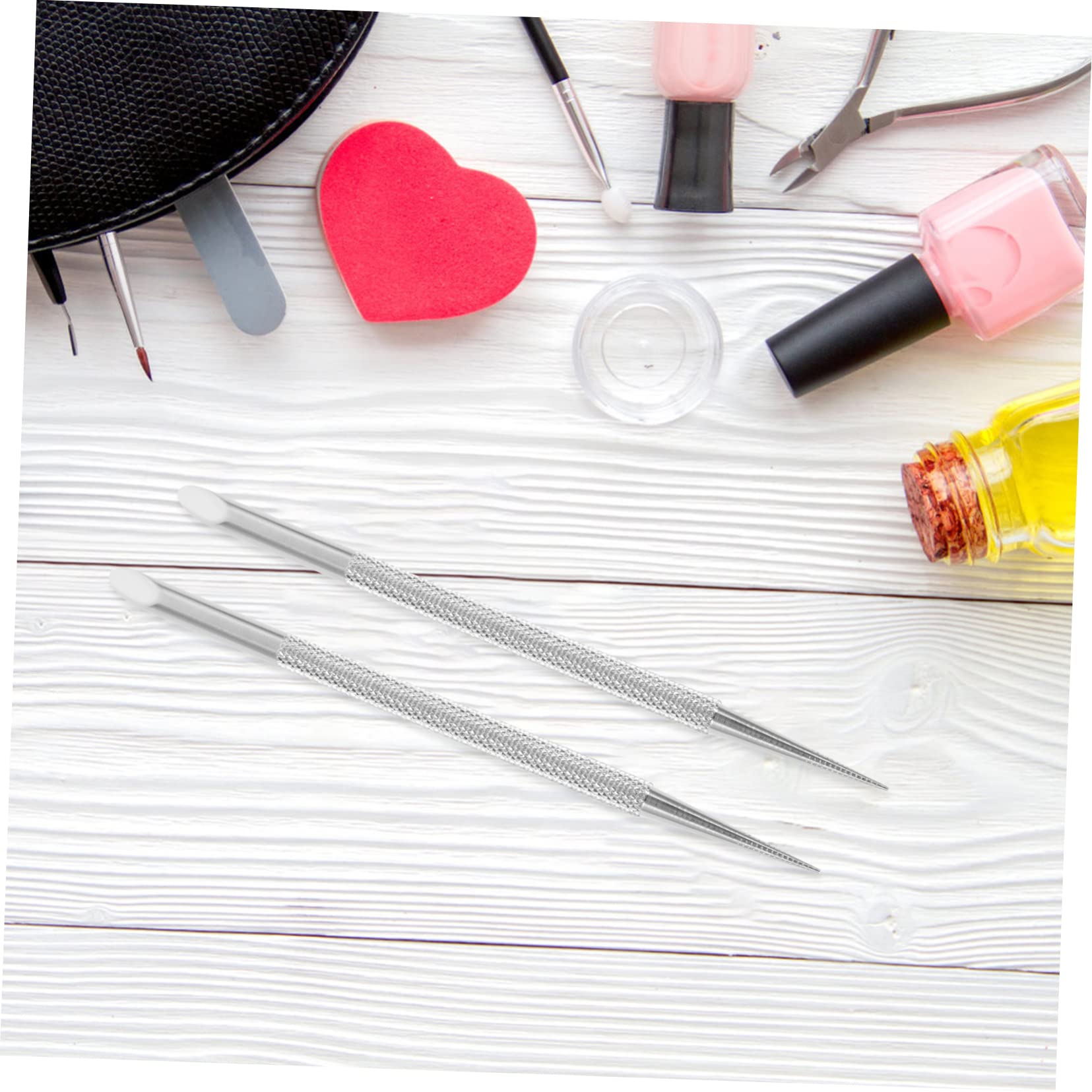 OSOLADY 2Pcs Stainless Steel Nail Cuticle Pusher Multifunctional Tools for Dead Skin Removal and Nail Art Easy to Clean Cuticle Trimmer for Manicure and