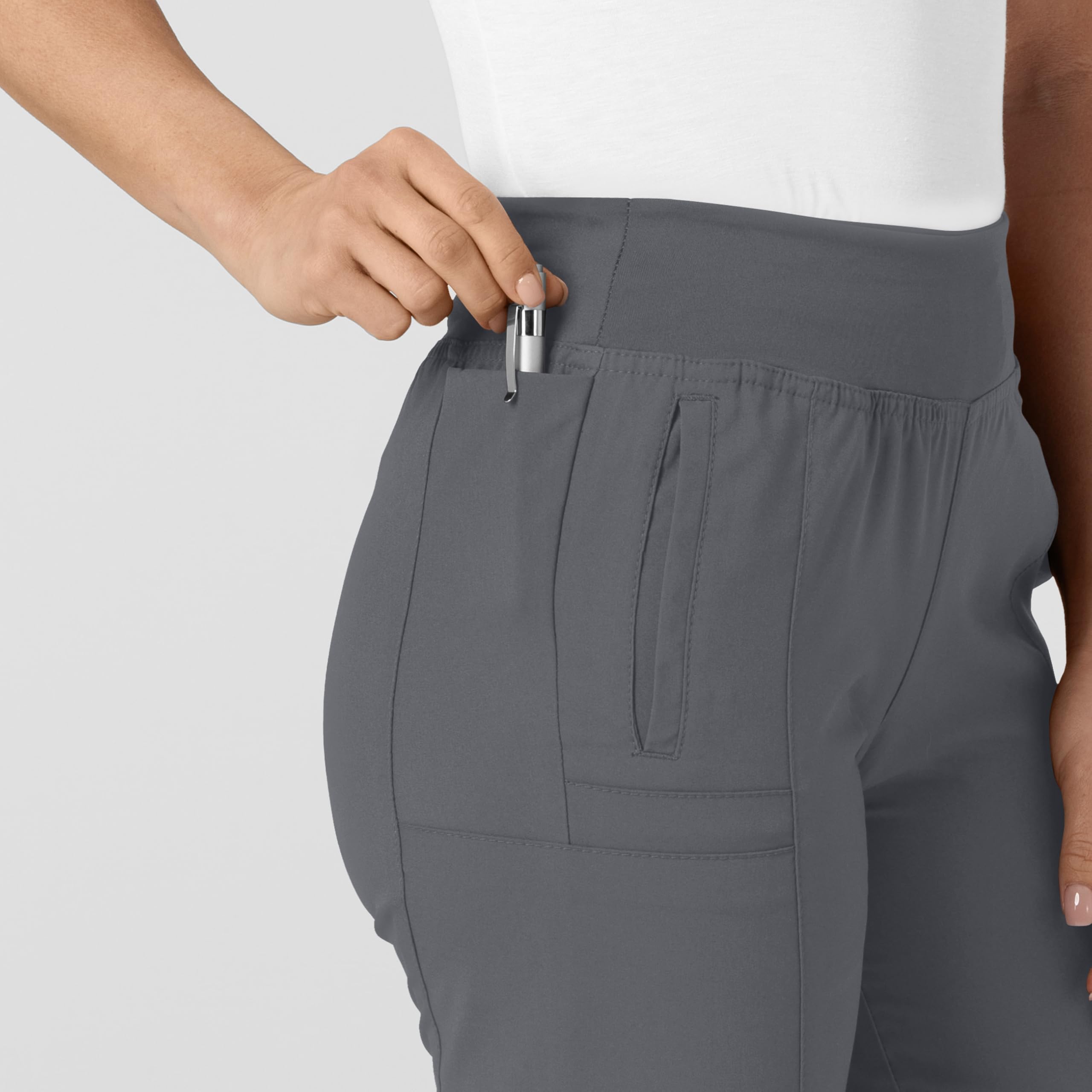 WonderWink 5555TXPEWT2TX W123 Pantalón de chándal para mujer, cintura cómoda, peltre, alto extendido, tamaño 2 X