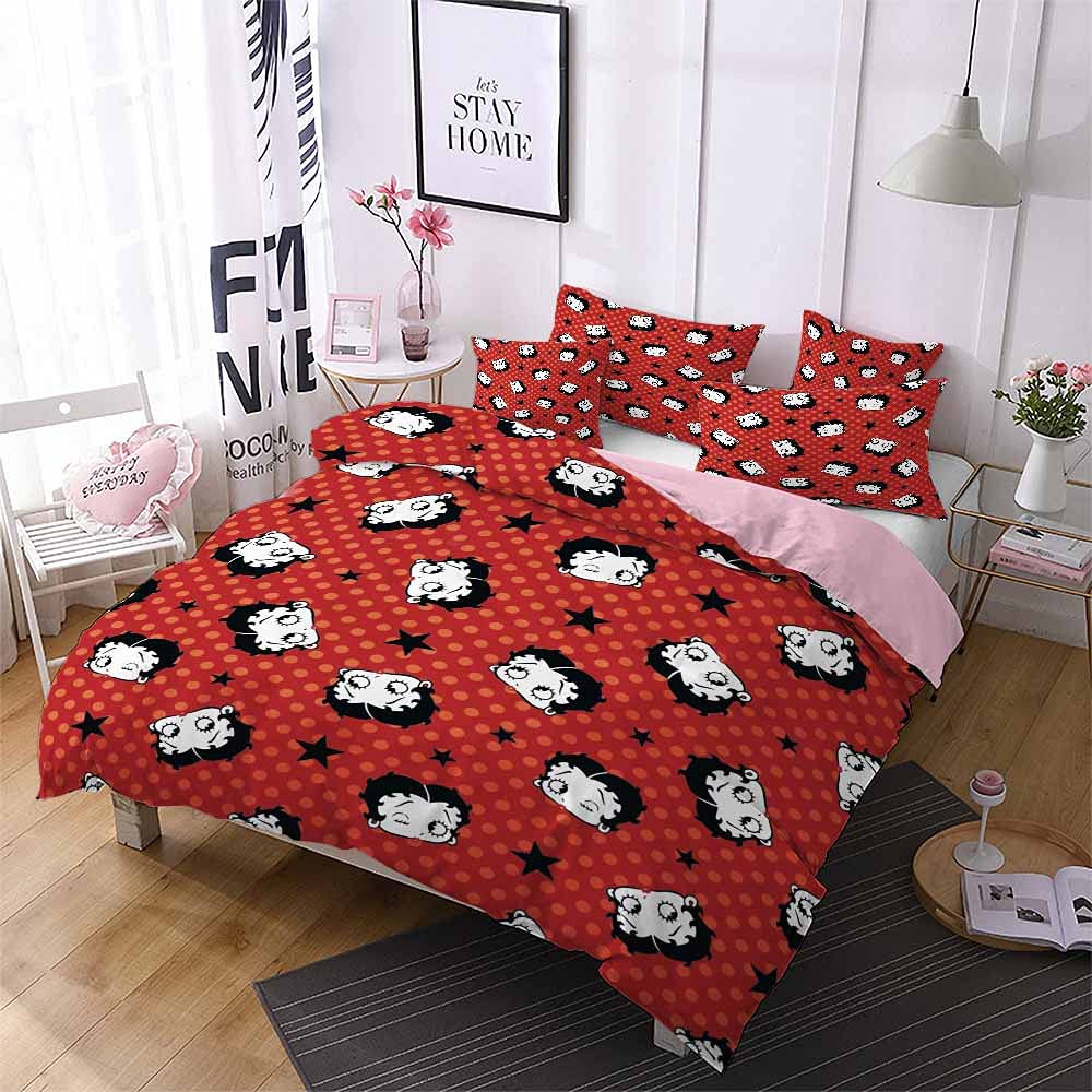 Ste-X Literie 200X200 Parure Housse De Couette Et 2 Taies d'oreiller 80x80cm, Parure De Lit 3 Pièces Doux Moelleux avec Fermeture Éclair (Mignon 05,220 x 240 cm)