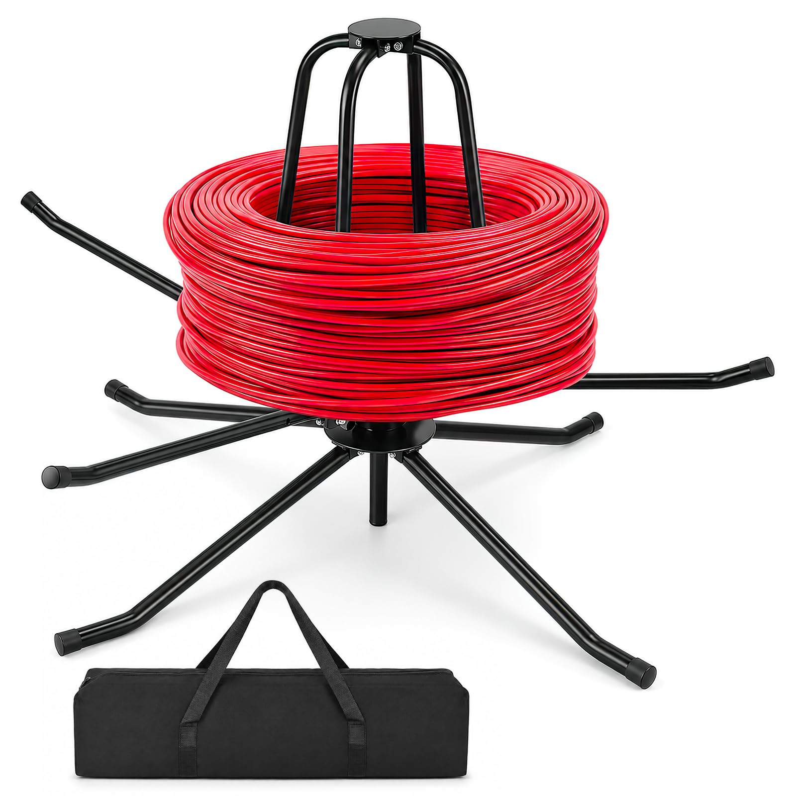 Underfloor Heating Pipe Decoiler, Heavy Duty Water Underfloor Heating Cable Reel Dispenser, 3-Speed Adjustable PEX Tubing Uncoiler, 385LBS Capacity, Galvanized Steel, Easy Installation