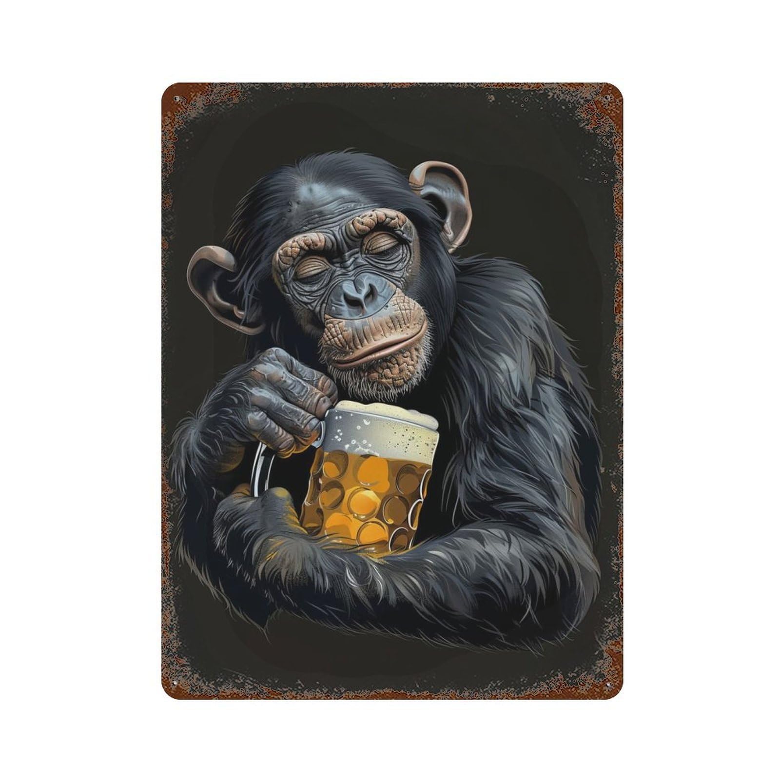 Bonobo Beer Vintage Wall Sign 15.7"x11.8", Rust Effect Metal Decor for Basement, Hobby Room And Garage Decor