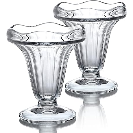 Crystal Art Deco 2-Piece 5 oz Ice Cream Sundae Bowl Set