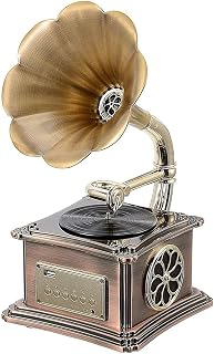 Record player retro, Gramophone, Vintage Retro Classic Gramophone Phonograph Shape Stereo Speaker Sound System Music Box USB