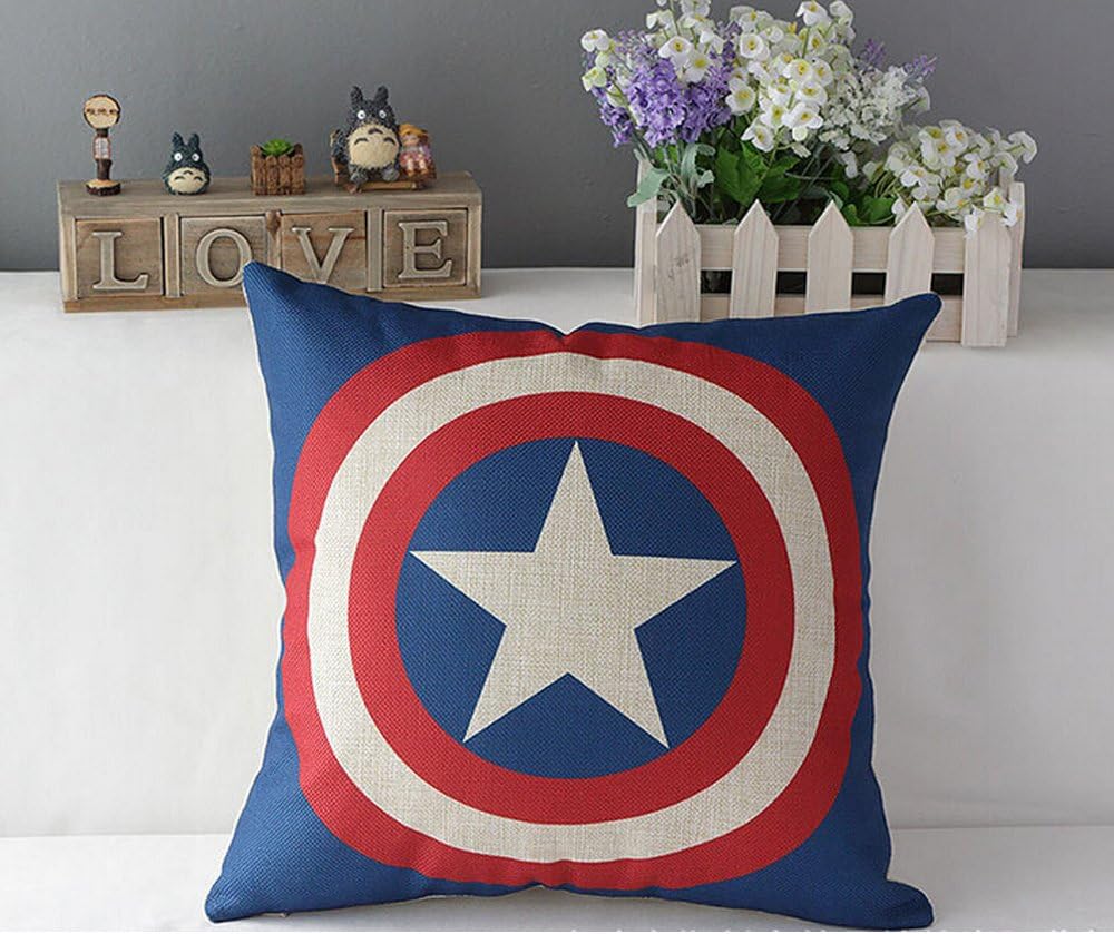 The Avengers Pillow Case Cushion Cover Ironman Superman Green Lantern Batman Captain America Spider-Man Deformation Jin Gangbo pie Transformers decepticons for Collector (Captain America)