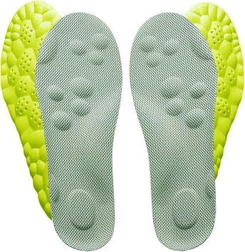 Insoles for Men Women, Upgrade 4D Memory Foam Cloud Insoles with Arch Surpport Cushioned Comfort Fits All Shoe Types Green*2, Men 8-8.5/Women 9.5-10