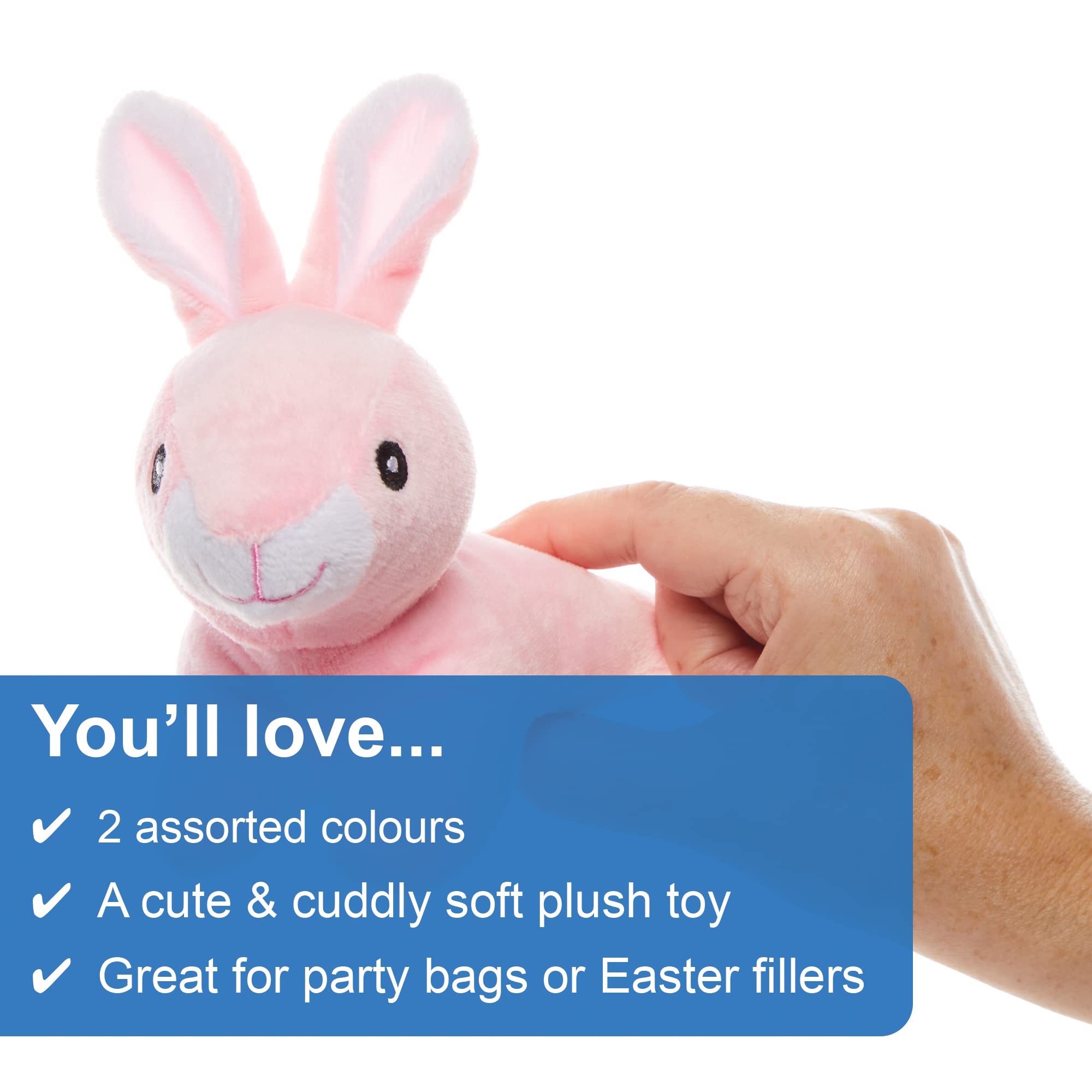 Baker Ross FX464 Bunny Plush - Pack of 2, Soft Toy Easter Party Bag Fillers, Pink, Blue, 12.5 centimeters - Image 3