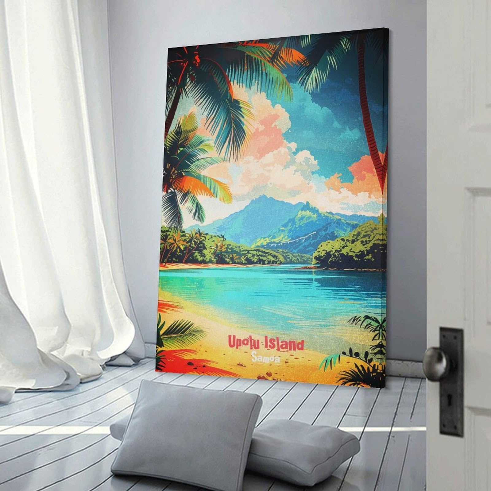 Junmoney Samoa Travel Canvas Wall Decor, 20x30inch(50x75cm), for New Homes, Bedrooms Or Workspaces, Gift Idea for Housewarming And Birthdays