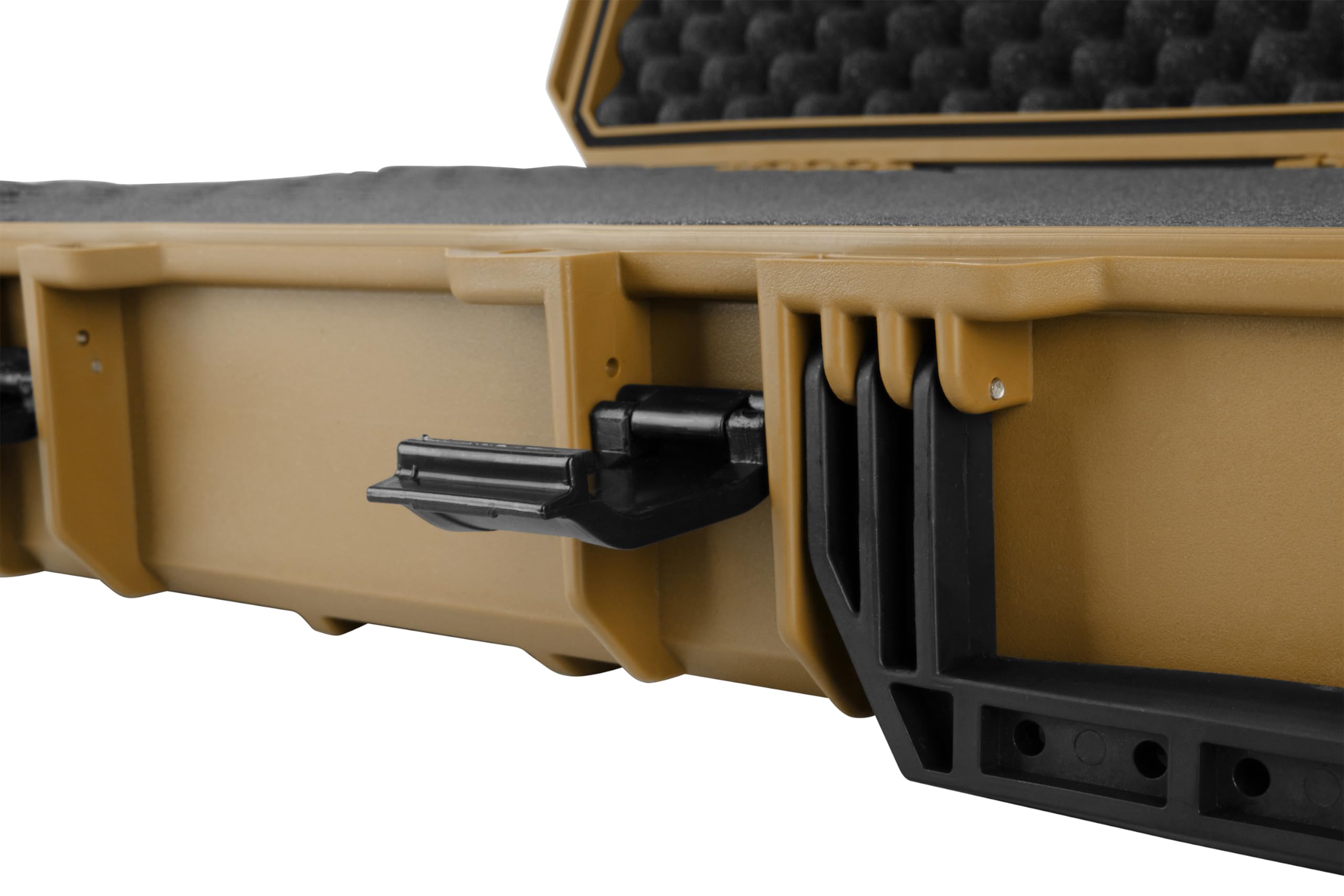 GSG Gewehrkoffer 100cm Tan mit Rollen & Druckausgleich wasserdicht Würfelschaum Langwaffenkoffer Waffenkoffer Gewehr Koffer Transportkoffer Schutzkoffer