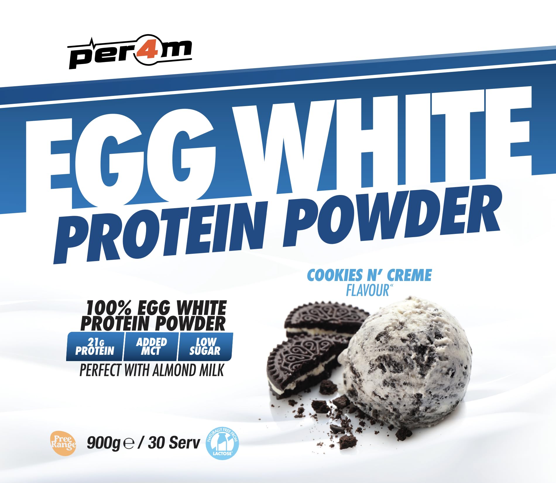 Per4m Egg White Protein Powder (900g) Cookies et crème