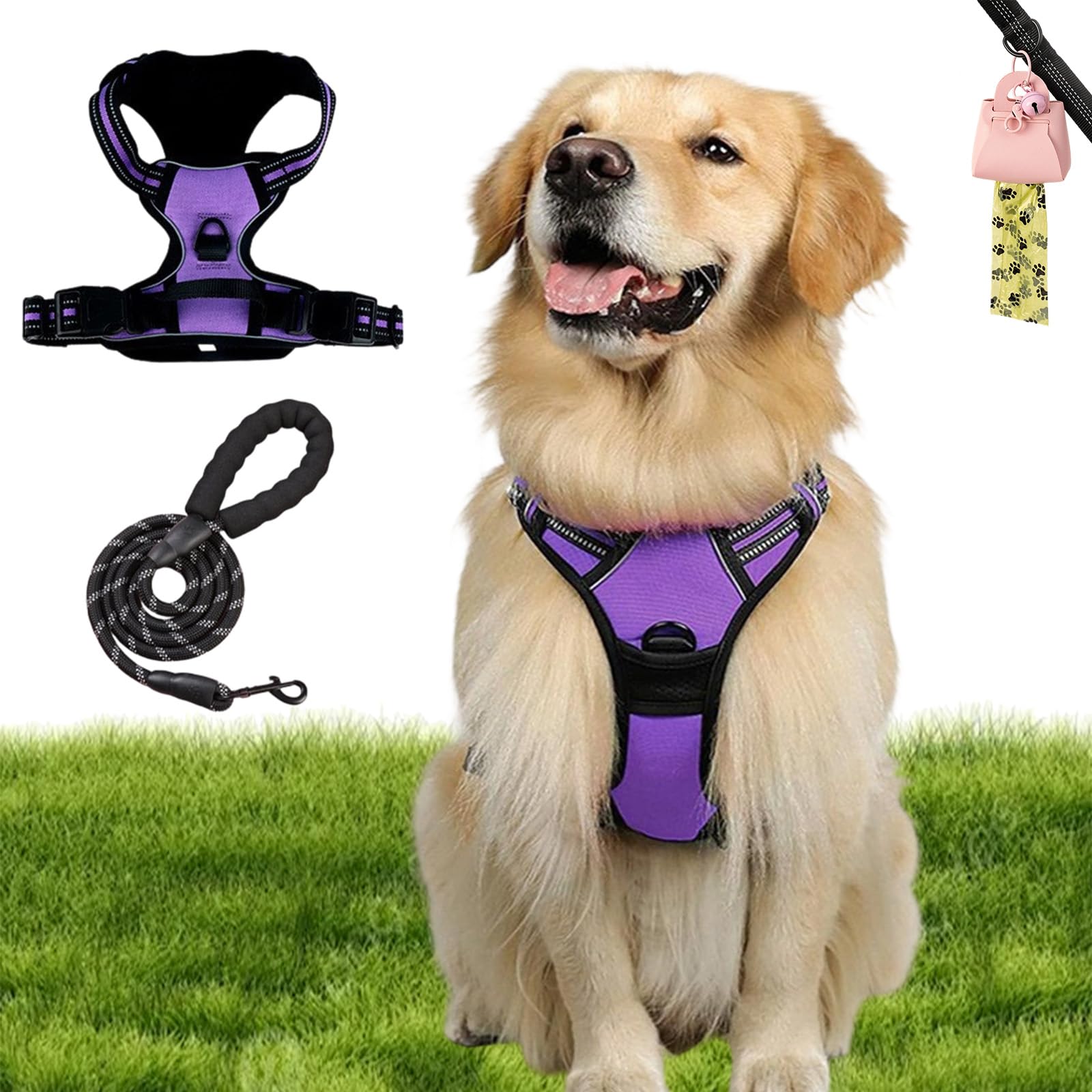 2026 Nouveau Harnais Anti Traction, Harnais Et Laisse pour Chien, Soulage Le Cou Et La Colonne Vertébrale du Chien, Facile À Mettre Effektive Kontrolle (D,S)