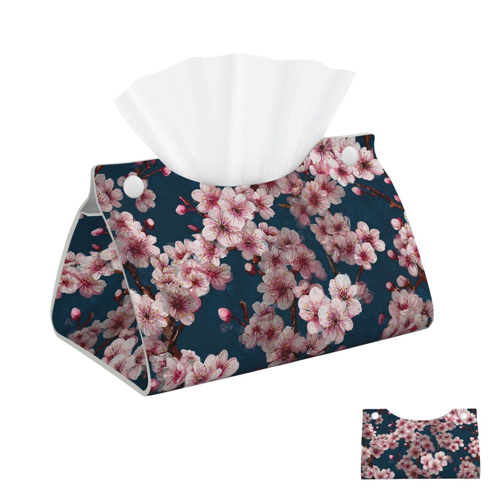 Cherry Blossom Pattern Tissue Box Cover Square Cube Boxes
