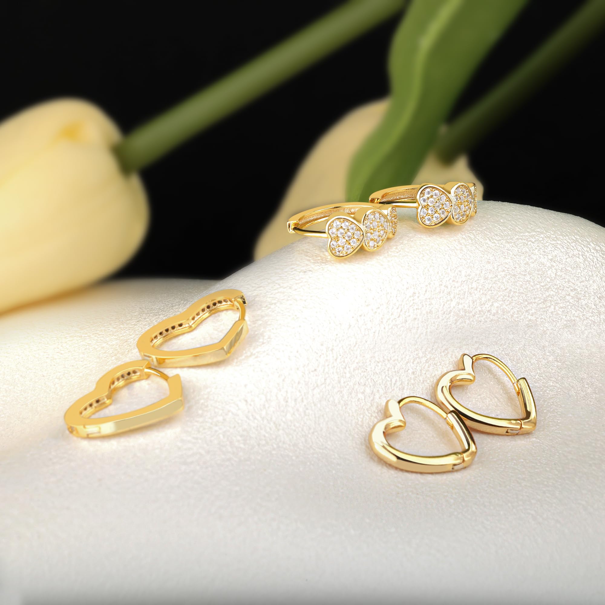 ALEXCRAFT Orecchini Cerchio Argento 925 in Oro 14K, Oro Orecchini Anallergici Donna, 3 Paia Orecchini Cerchio Piccoli con Confezione