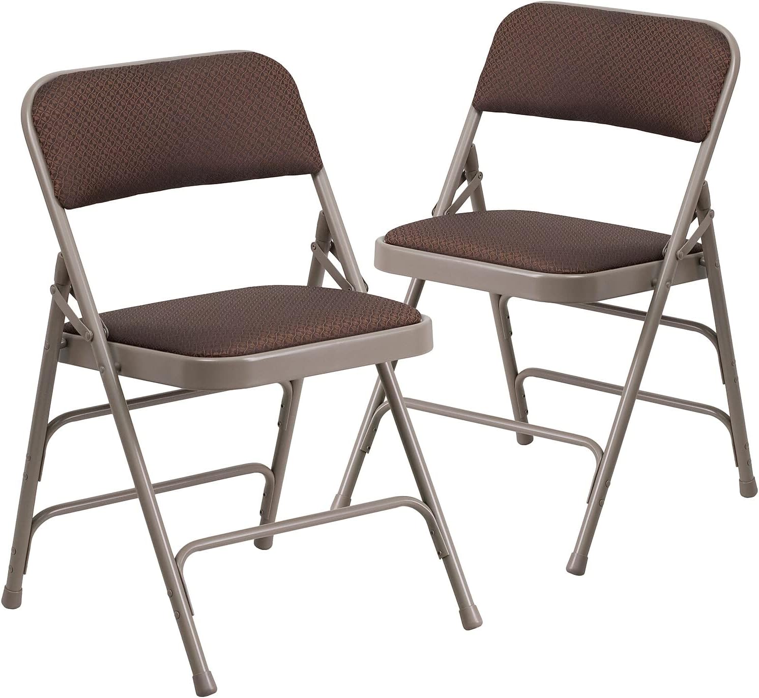 Flash Furniture 2 Pack HERCULES Series Curved Triple Braced & Double Hinged Brown Patterned Fabric Metal Folding Chair