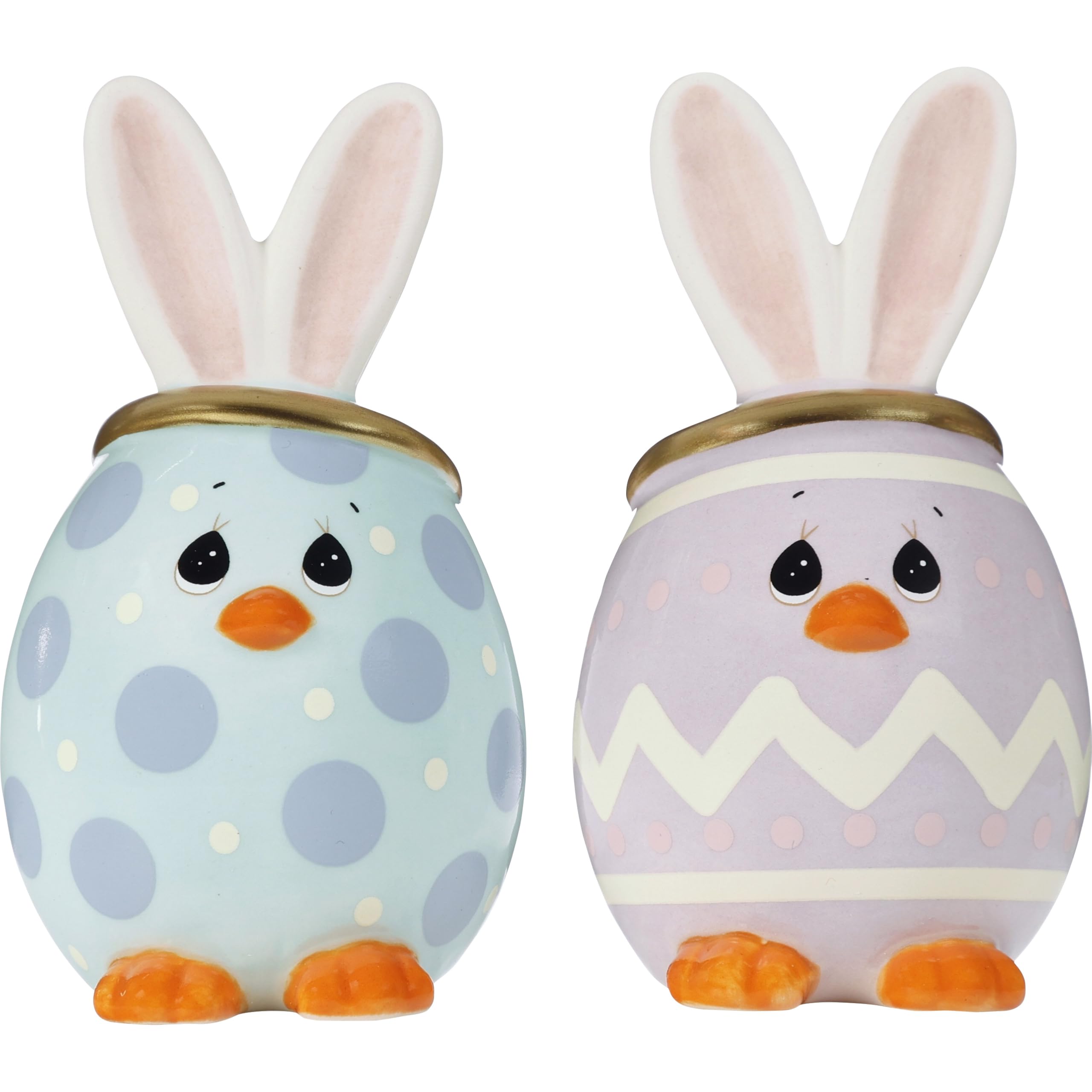 Precious Moments Salero y pimentero de Pascua | Salero y pimentero de cerámica con forma de conejo de Pascua | Decoración de cocina de Pascua | Salero de conejo