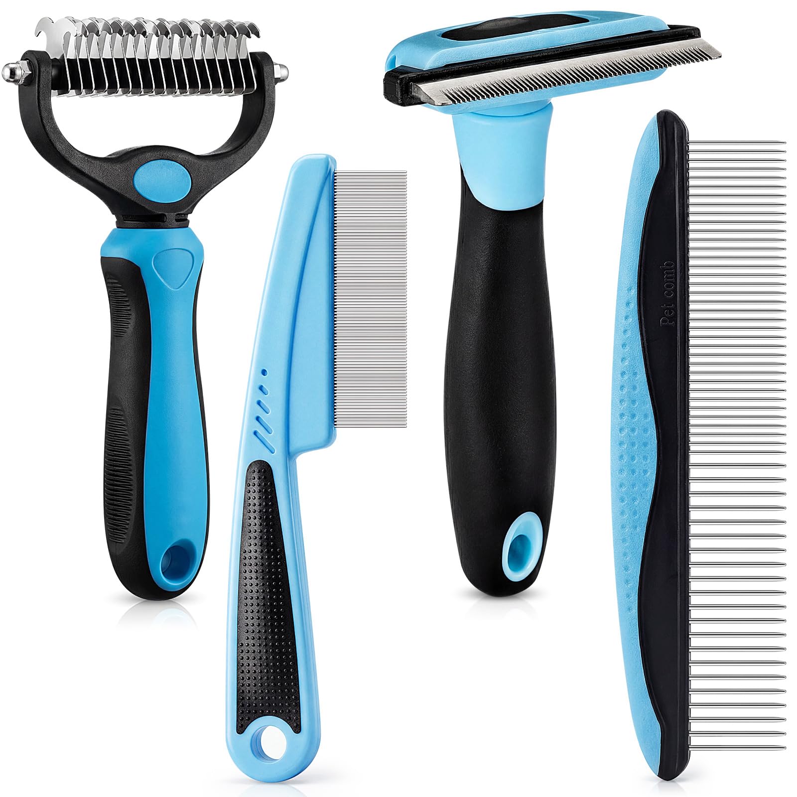 Photo 1 of **MISSING ONE**Patelai 4 Pieces Dematting Comb for Dogs Pets Grooming Tools for Dogs and Cats - Fine Tooth Comb, Deshedding Tool & Double-sided Tools Set Ideal for Long/short Hair, Knot Removal