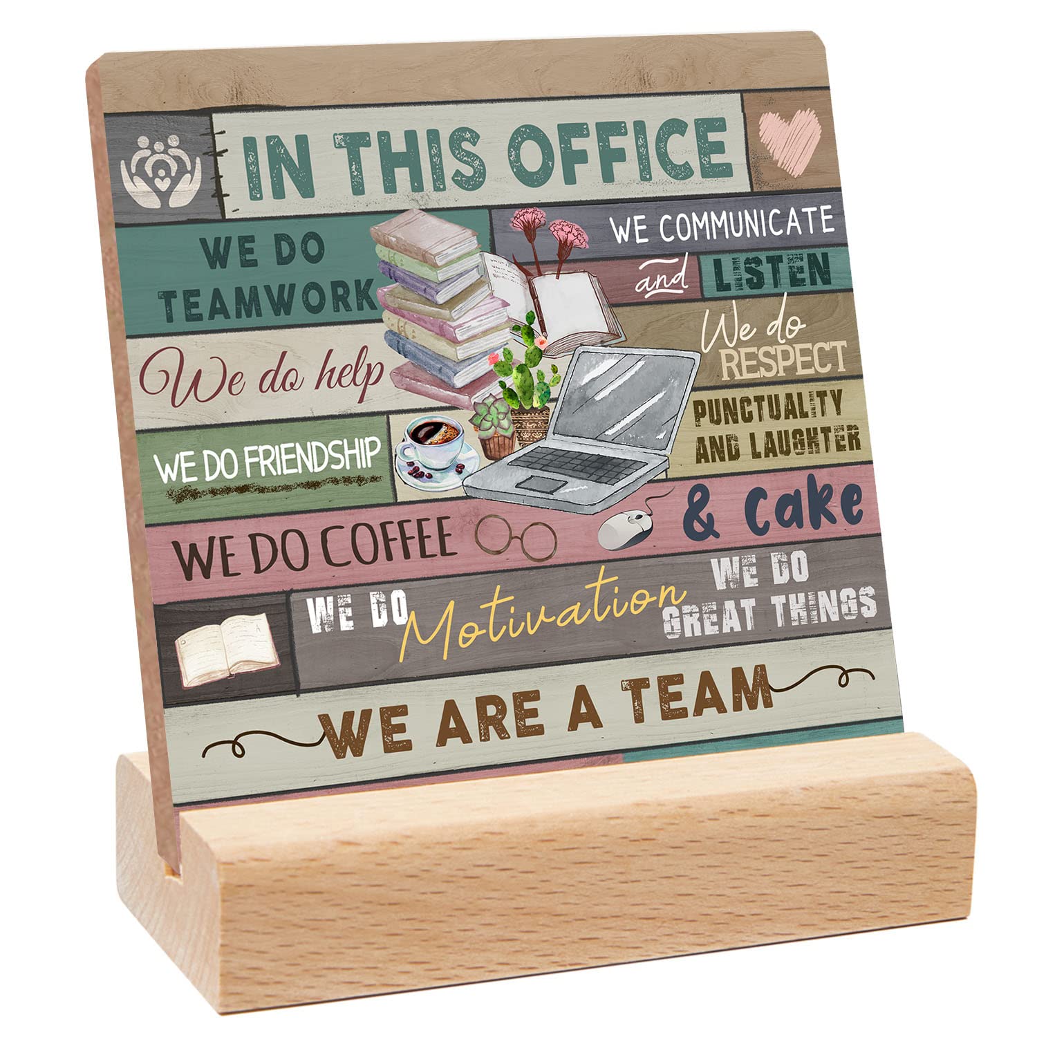 Photo 1 of **bundle of 2***Inspirational Office Sign,Encouragement Décor for Desk Cubicle Home Office,Funny Teamwork Gift for Women Friends Classmates Family Coworkers,We Are A Team Sign Rustic Design