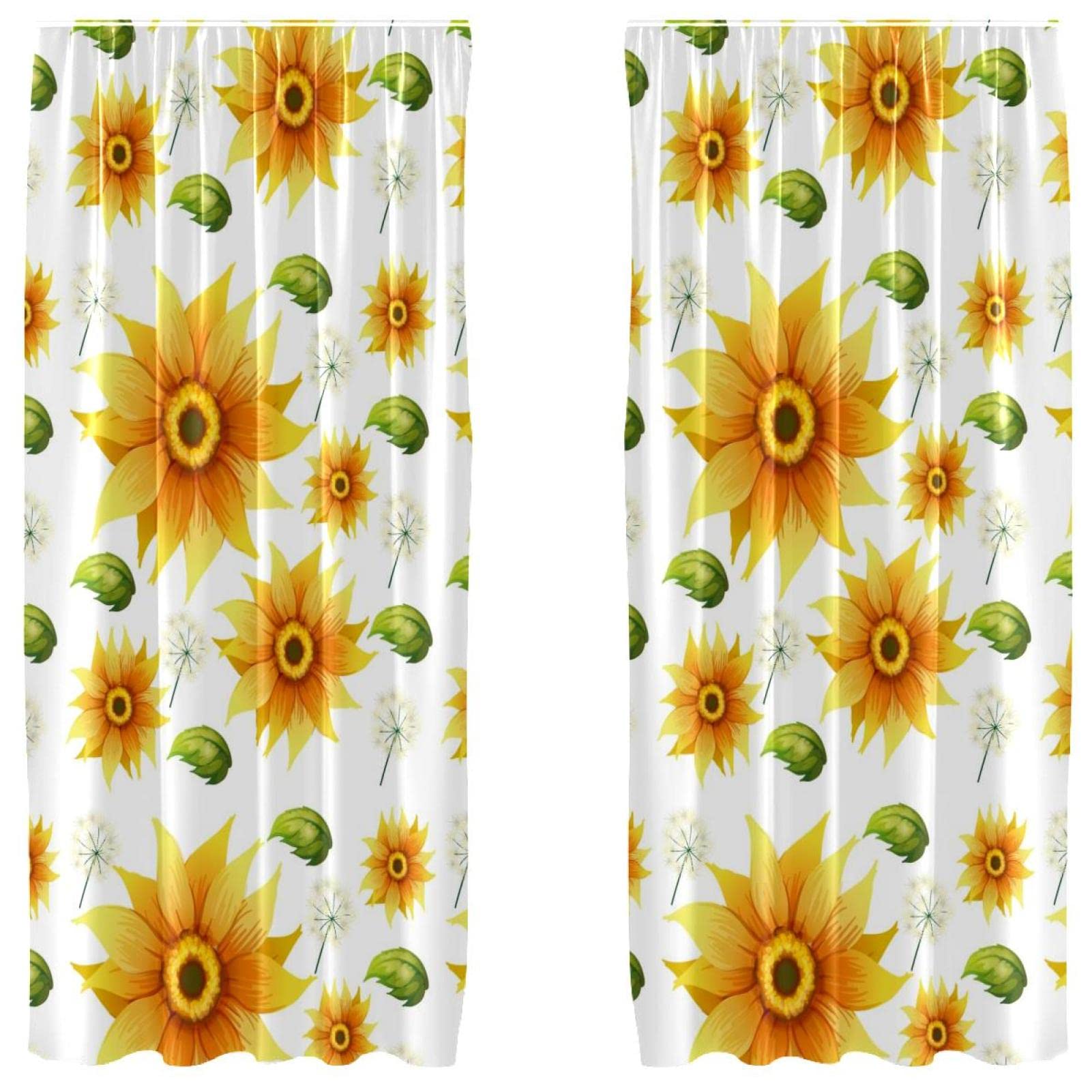 Cortinas opacas contra la luz exterior con diseño de girasoles amarillos