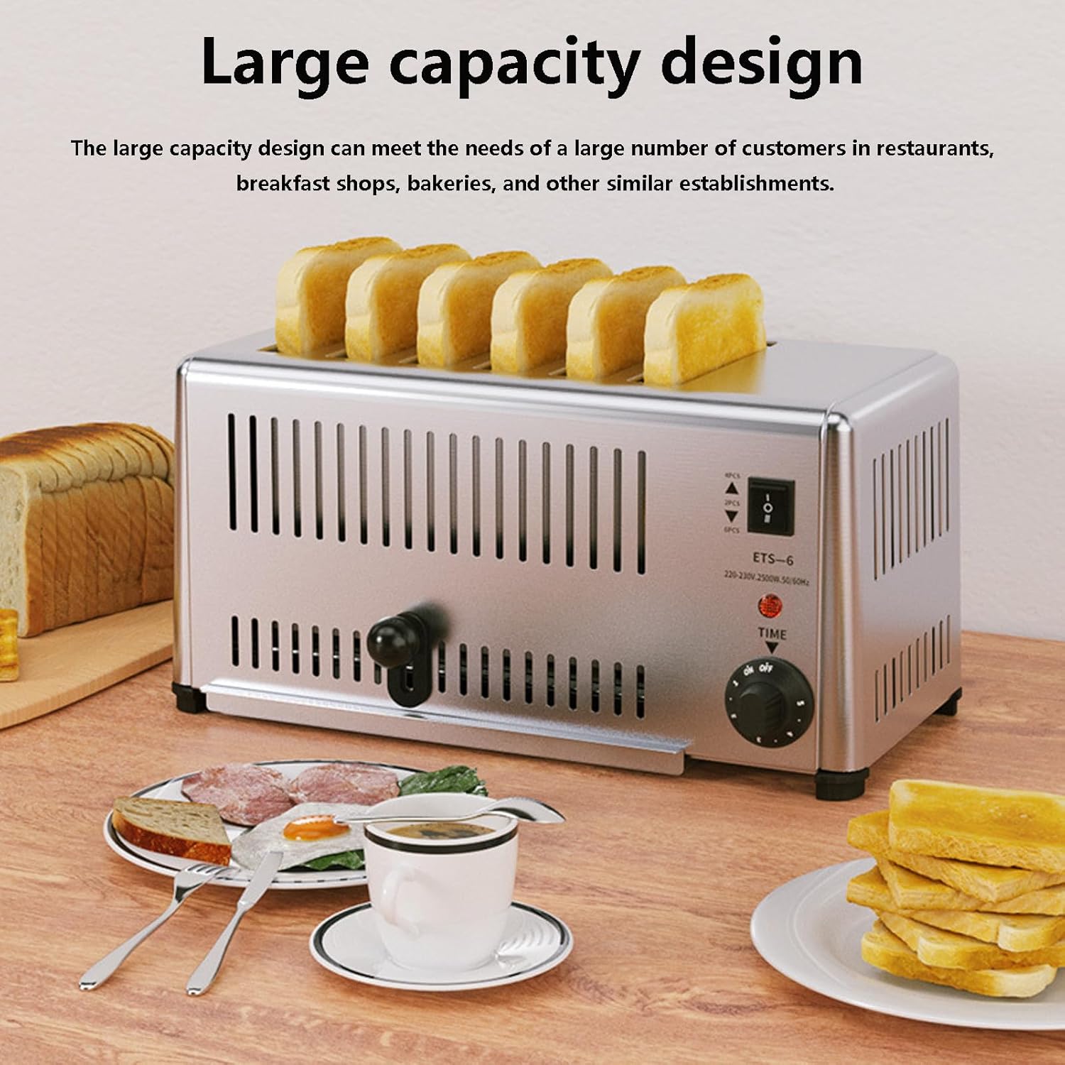 Toasters，commercial Toaster Oven, 4/6 Slot Toaster Commercial, 4 Slices/6 Slices Commercial Bread Toaster with Removable Crumb Tray,4 Slices 6slices