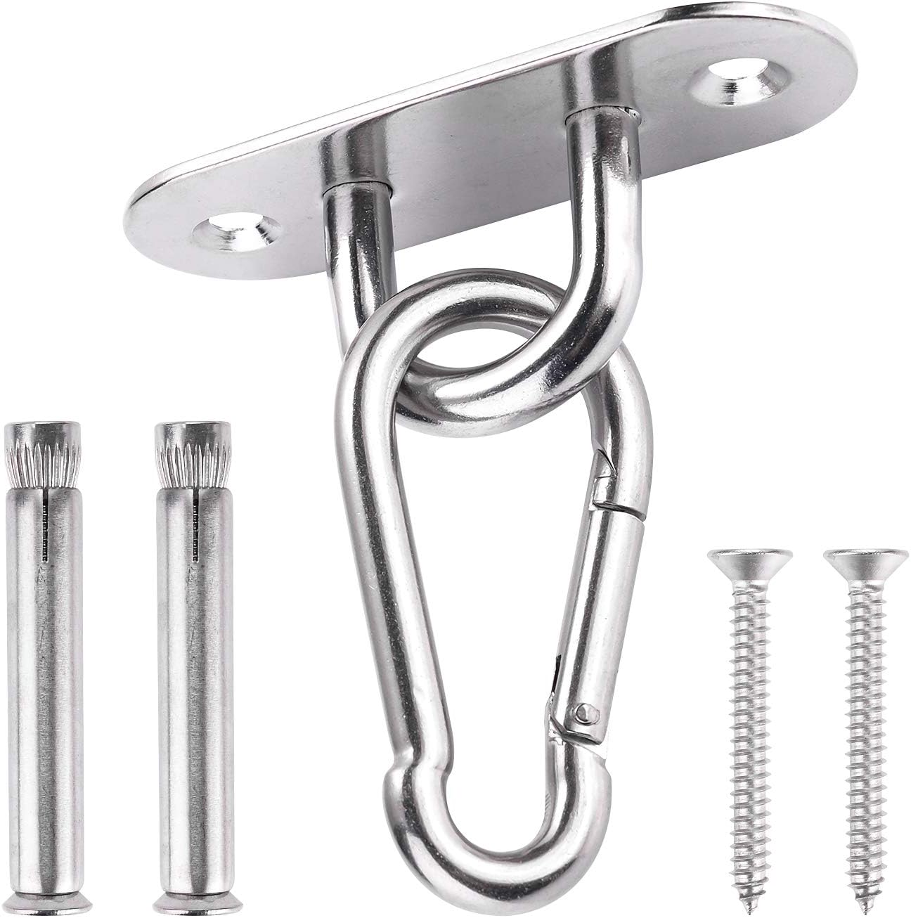 Ulikey Heavy Duty Swing Hangers - Innovative 450KG Capacity SUS304 Stainless Steel Type Fixed Hook, M8 Spring Hook, 4 Screw, for Concrete Wooden Sets Yoga Hammock Chair Sandbag Swing Set