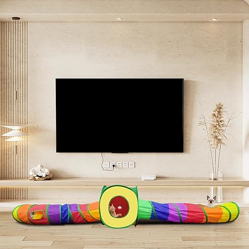 Miniatura 6 de Andiker Túnel para gatos, colorida tienda de campaña plegable cuadrada colorida para gatos que combina con la mayoría de tubos para gatos, tienda de