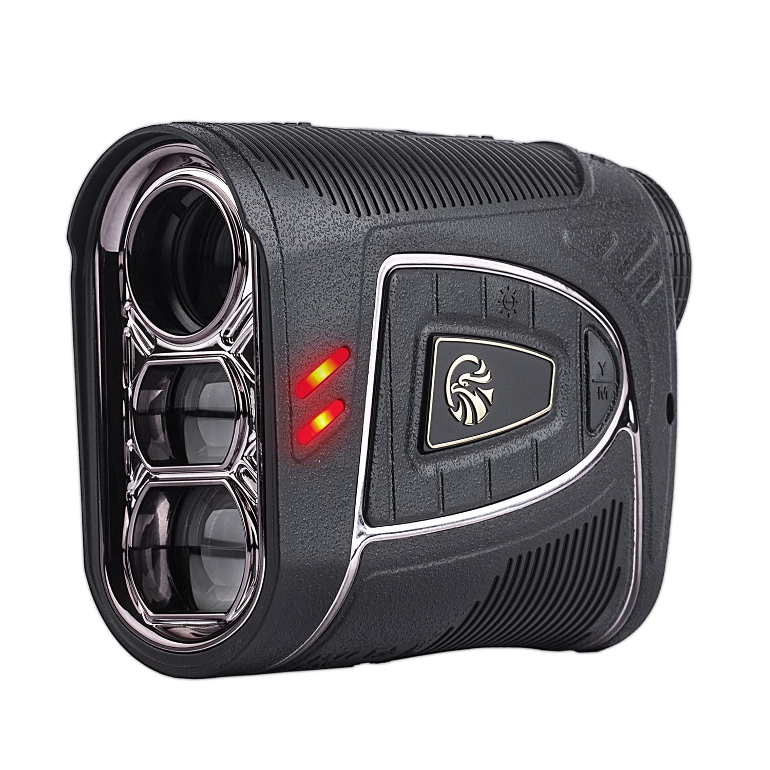 Fetch Falcon OLED - Telémetro de golf (alta precisión, modo de pendiente con escaneo), bandera de poste de bloqueo de vibración (hasta OLED 2500 yardas de alcance láser de golf, potente imán negro)
