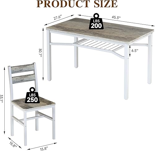 Miniatura 7 de Juego de mesa de comedor Hooseng para 4, juego de mesa y sillas de cocina de madera con almacenamiento, juego de mesa de comedor de 5 piezas estilo