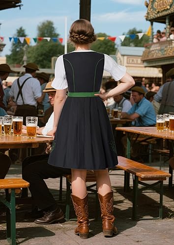 Miniatura 5 de JASAMBAC - Vestido de mujer de 3 piezas, disfraz para Oktoberfest, festival de cerveza bávara alemana