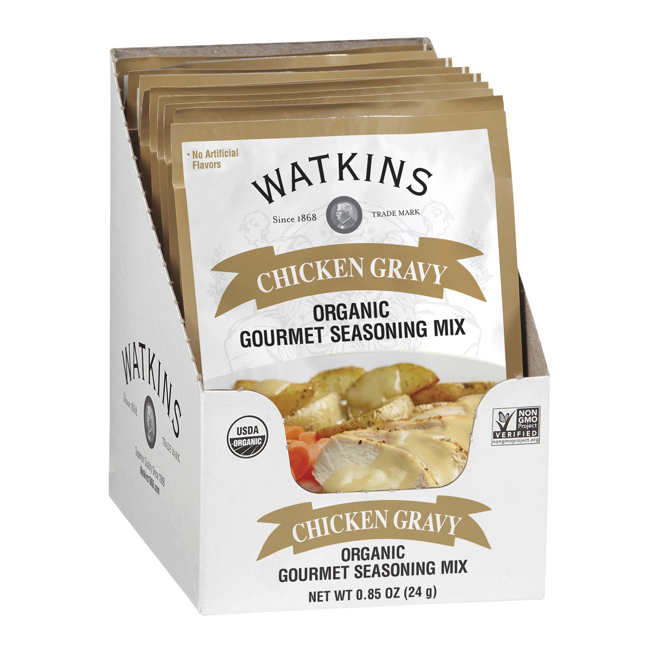 Watkins Organic Gourmet Seasoning Mix, Chicken Gravy 0.87 Ounce (Pack of 12) 10.44 OunceUSDA Organic