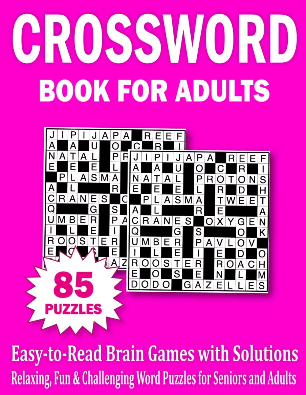 Crossword Book For Adults: Easy-to-Read Brain Games with Solutions | Relaxing, Fun & Challenging Word Puzzles for Seniors and Adults