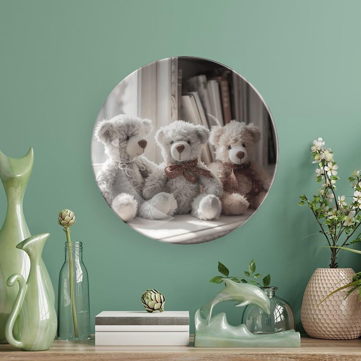 Bear Sitting on Shelf Bone China Decorative Plate Exquisite Ornamental Wall Hanging Platter 6/7/8/10 Inch Vintage Art Ceramic Decor Dish for Home Tabletop Decor Housewarming Gift image 5
