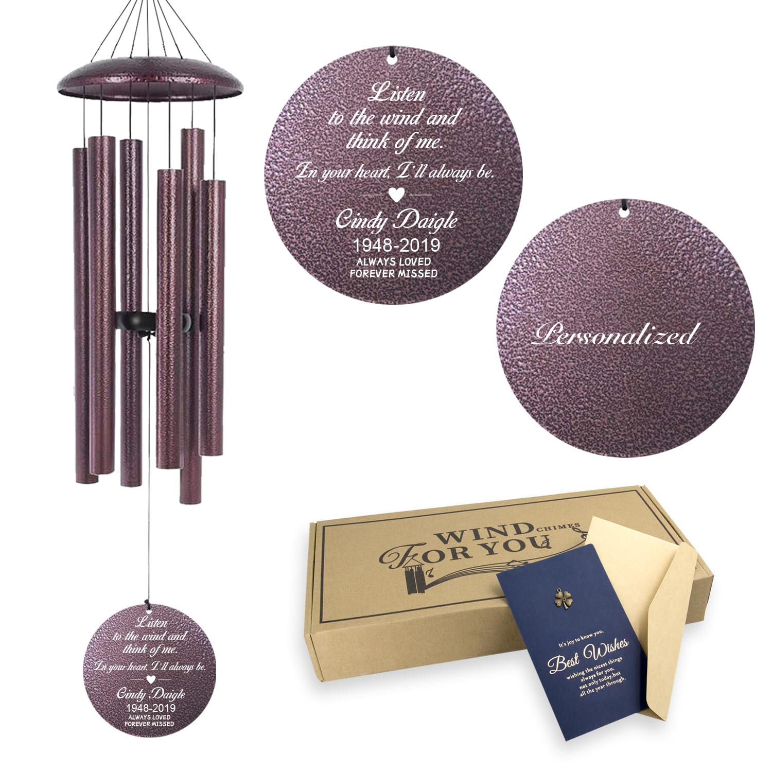 Memorial Wind Chimes Personalized, Sympathy Gifts for Loss of Loved One