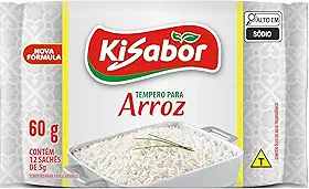 KiSabor, Tempero para Arroz Branco, 12 Sachês de 5 Gramas