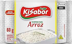 KiSabor, Tempero para Arroz Branco, 12 Sachês de 5 Gramas