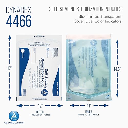 Miniatura 38 de Dynarex Bolsas de esterilización - Bolsas de autoclave autosellantes para herramientas médicas, dentales, de tatuajes y cuidado de uñas, cubierta