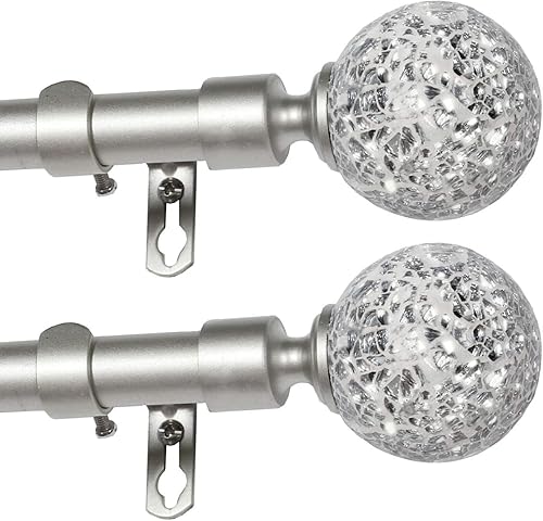 Miniatura 2 de Turquoize Paquete de 2 barras de cortina de ventana para ventanas de 66 a 120 pulgadas, juego de barras de cortina individuales ajustables de níquel