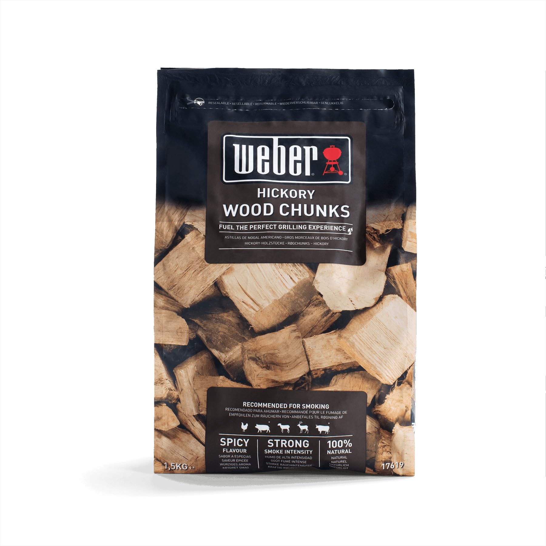 Weber Hickoryholz Chunks (1,5kg Packung) - zum Räuchern von Geflügel, Schwein, Wild & Rind, intensives, leicht süßes Aroma, 100% natürliches Holz (17619) : Amazon.de: Garten