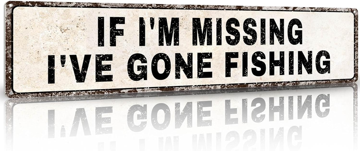 Gone Fishing Decor Lake House Sign Gear Funny Fish Gifts Wall Accessories