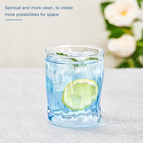 Miniatura 4 de CREATIVELAND Juego de 6 vasos de color sólido, 10 onzas, vidrio ondulado soplado por el viento, cristalería para agua, jugo, diferentes opciones