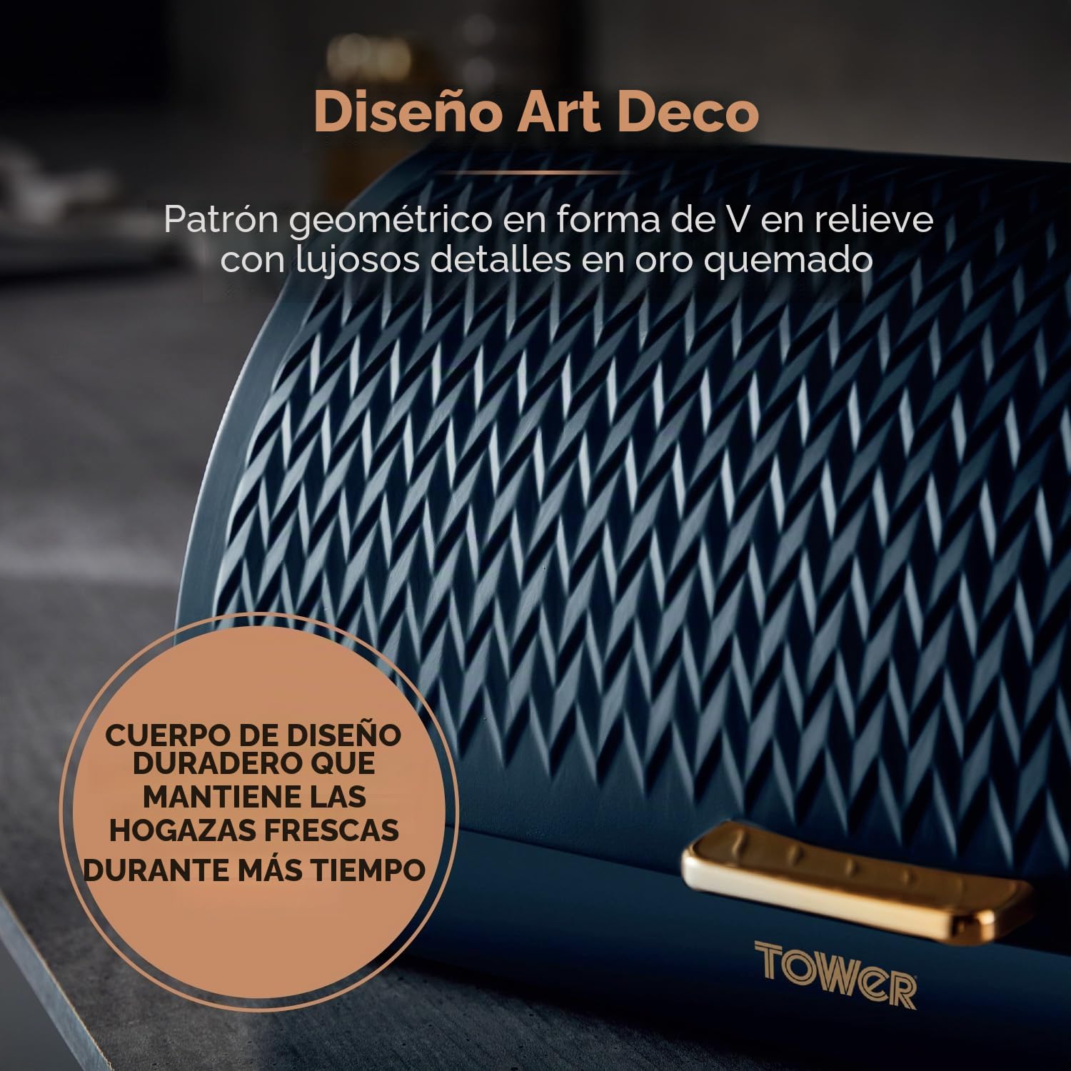 Tower Empire T826090MNB - Panera Enrollable de Acero Inoxidable, Color Azul Medianoche y latón