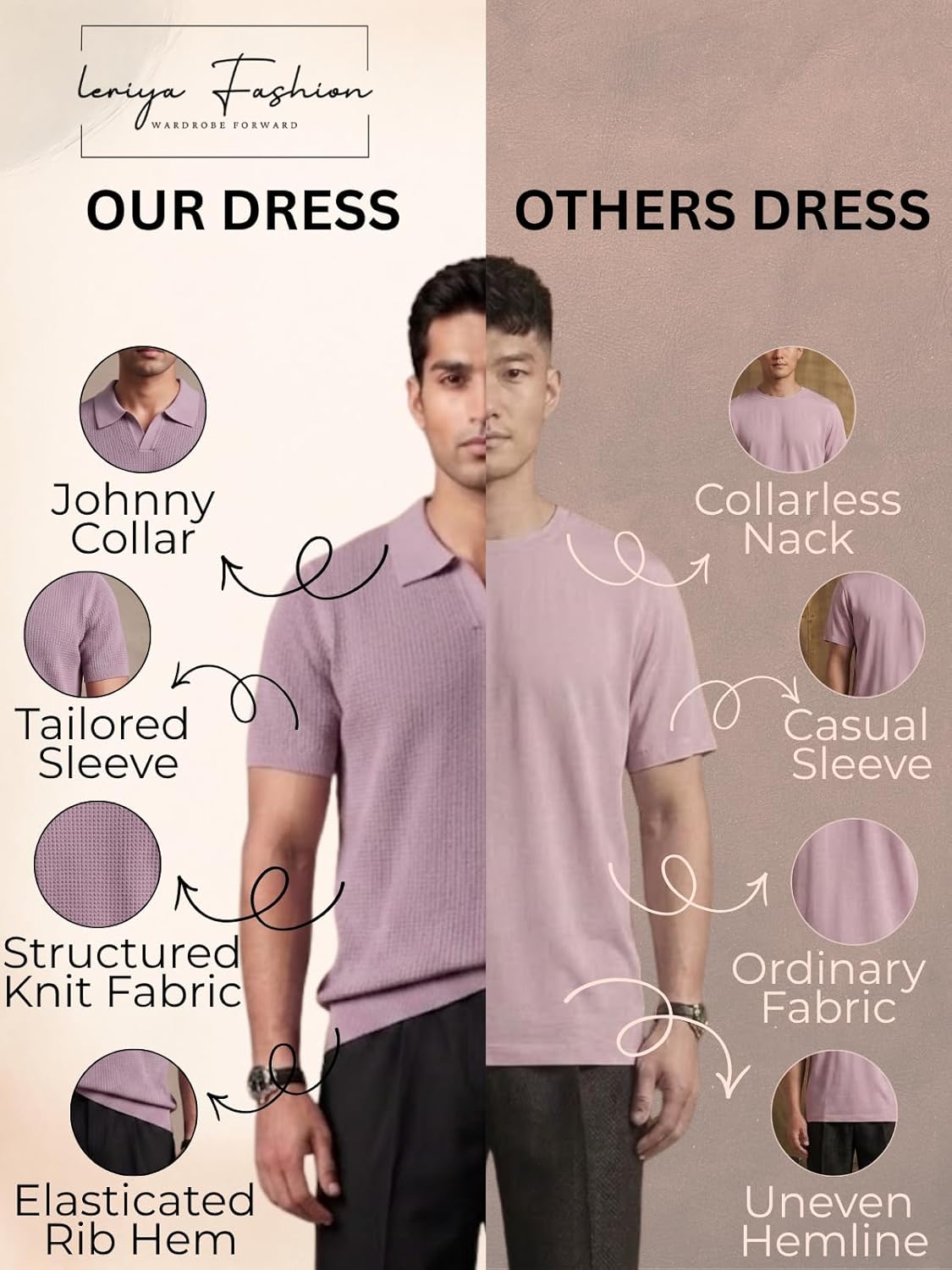 Leriya Fashion Polo T Shirt for Men | Textured Polo T Shirts for Men | Smart Casual Half Sleeve T-Shirt for Mens, Breathable Cotton Knit Collar T Shirts 4 Leriya Fashion Polo T Shirt for Men | Textured Polo T Shirts for Men | Smart Casual Half Sleeve T-Shirt for Mens, Breathable Cotton Knit Collar T Shirts - Image 4