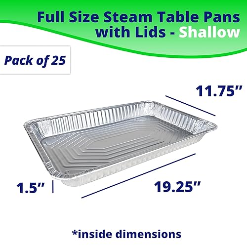 Vista 31 de IDL Packaging Sartenes de aluminio para mesa de vapor de tamaño completo con tapas, profundas, 21 x 13 x 3 pulgadas (paquete de 10) – Sartén