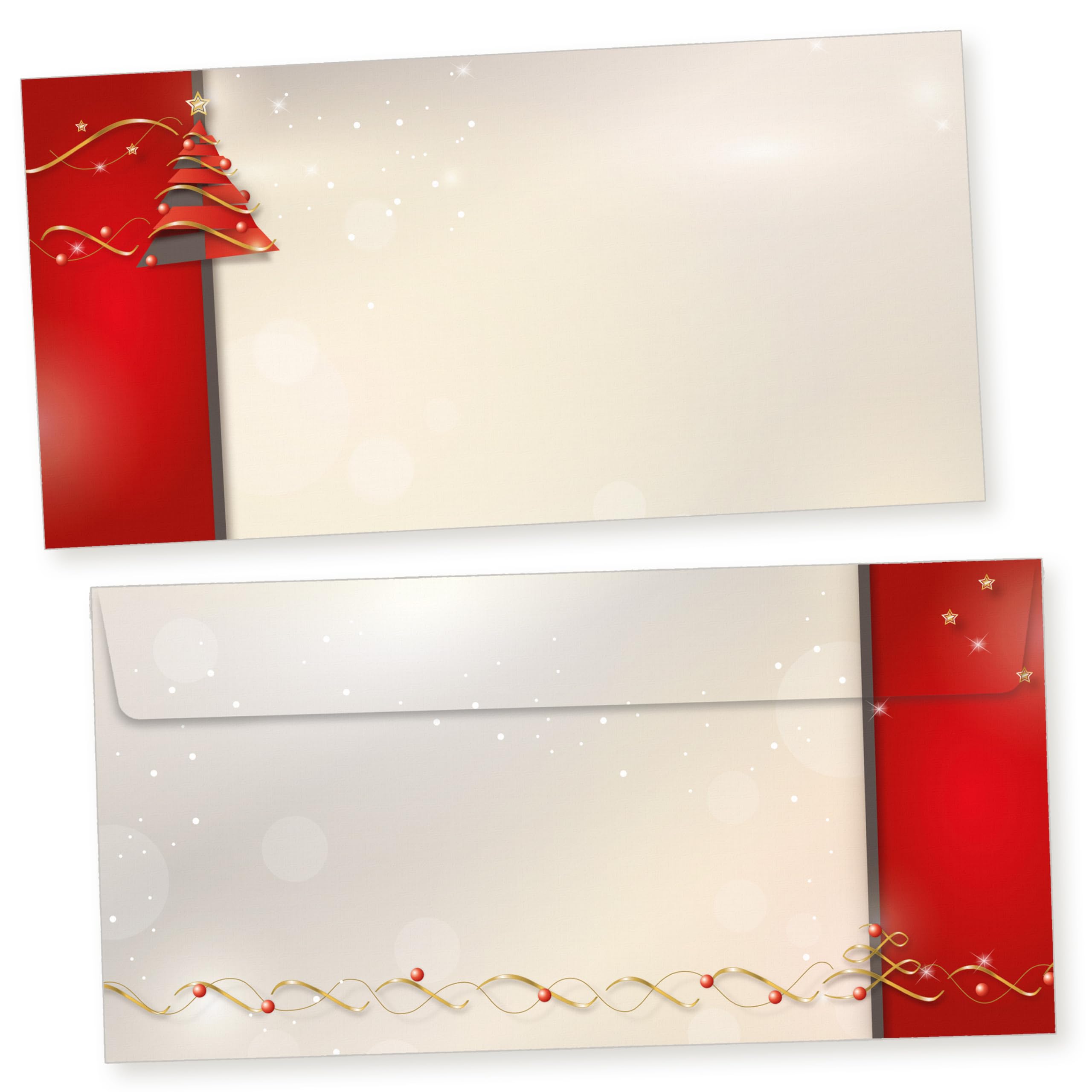 Avantgarde 250 Sets Weihnachtsbriefpapier mit Umschlag ohne Fenster Weihnachtspapier A4 Briefpapier Weihnachten