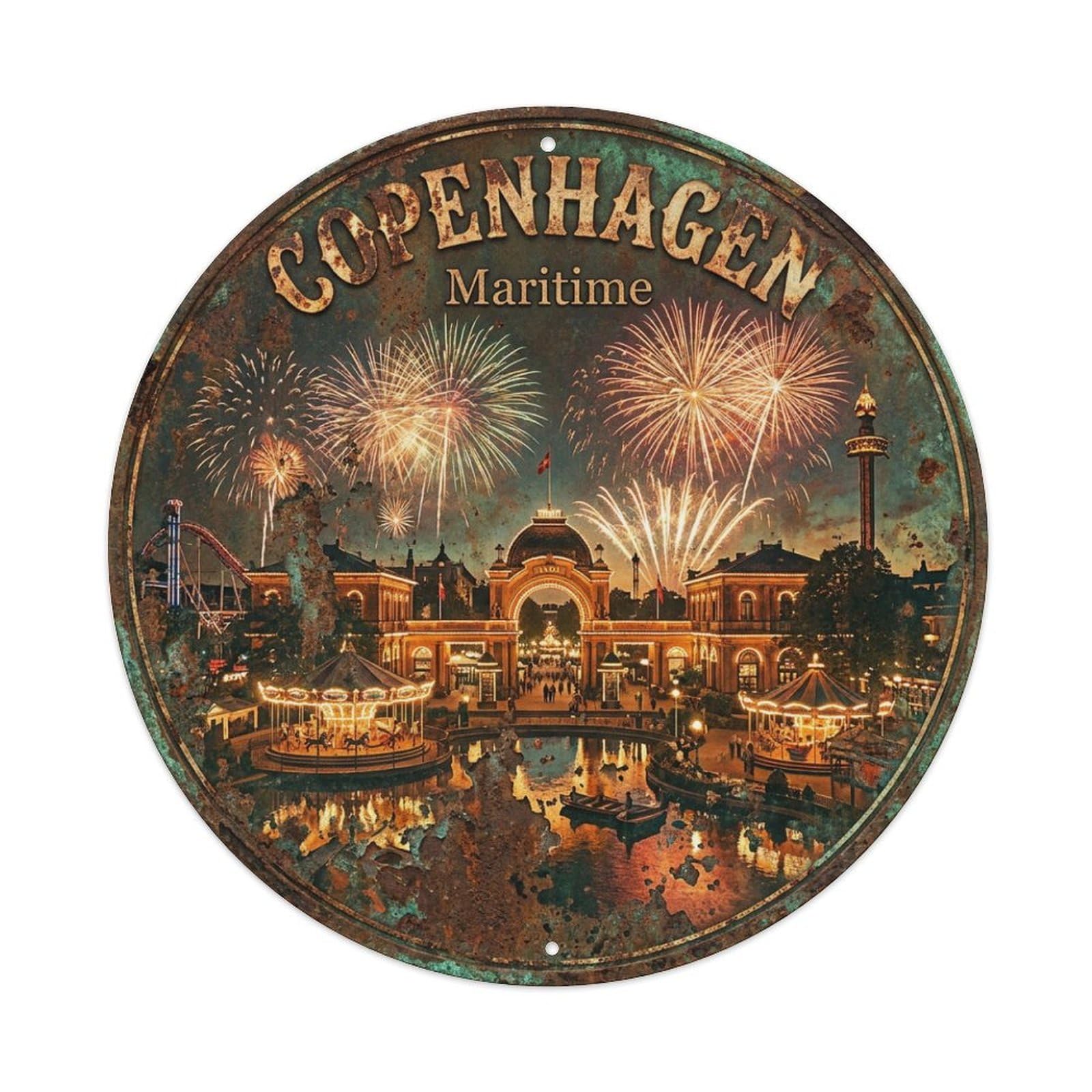 Fqnyr Style Metal Tin Sign Vintage Travel Copenhagen Denmark Signature