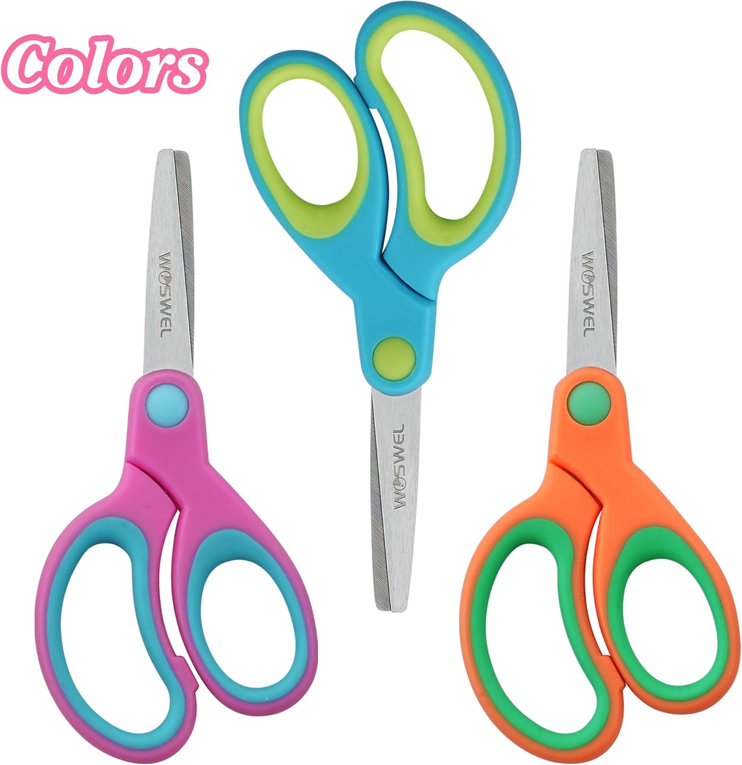 Kids Scissors Bulk, Woswel 36 Pack Safety Blunt Tip Student Scissors, 5 “ Student Scissors with Comfort Grip, Assorted Colors Children Craft Scissors for Cutting Paper Craft Art Supplies