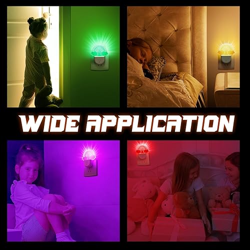 Miniatura 6 de 2 luces nocturnas arcoíris para niños, enchufables a la pared, 8 colores cambiantes, luz nocturna arcoíris con sensor de atardecer a amanecer para