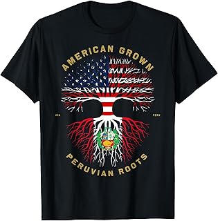 American Grown With Peruvian Roots Tree USA Flag Gifts T-Shirt